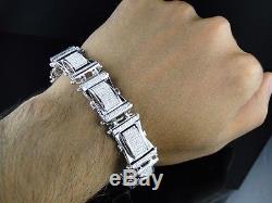 Mens White Gold Finish Genuine Diamond Bracelet 8.5 Inch 2.52 Ct