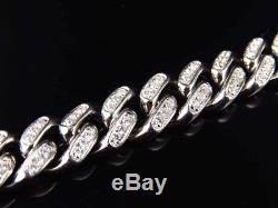 Mens White Gold Finish Sterling Silver Lab Diamond Cuban Royal Bracelet 9