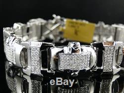 Mens Xl Icy White Gold Diamond Bracelet Bangle 4.5 Ct
