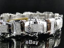 Mens Xl Icy White Gold Diamond Bracelet Bangle 4.5 Ct
