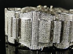 Mens Xxl White Gold Princess Cut Diamond Bracelet 30 Ct