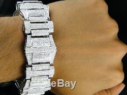 Mens Xxl White Gold Princess Cut Diamond Bracelet 30 Ct