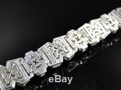 Mens invisible Set 14K White Gold Genuine 8.5 Inch Diamond Bracelet 6.75 Ct