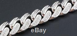 Miami Cuban Diamond Bracelet Mens 10K White Gold 9 Pave Bangle Round Cut 2 Ct