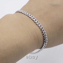 Miami Cuban Link Bracelet Solid Real 10K White Gold All Sizes