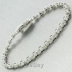 Modern 14k Solid White Gold 1.50ctw Diamond Tennis Bracelet