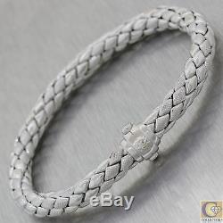 Modern Chimento 18k White Gold Diamond 7mm Wide Weave Chain Bracelet M8