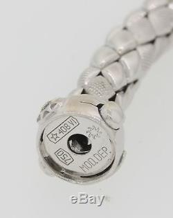 Modern Chimento 18k White Gold Diamond 7mm Wide Weave Chain Bracelet M8