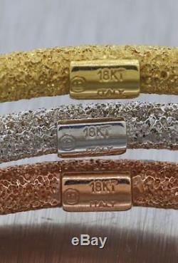 Modern Italian 18k White Yellow Rose Gold Trinity Hammered Bangle Bracelets S8