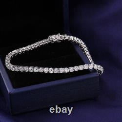 Moissanite Women's 8 Inch Tennis Bracelet 6 CTW Round Cut 14k White Gold Plated