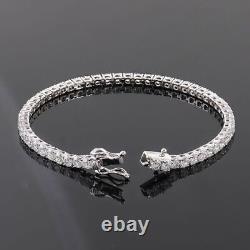 Moissanite Women's 8 Inch Tennis Bracelet 6 CTW Round Cut 14k White Gold Plated