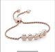Monica Vinader Rose Gold Linear Bead Diamond Row Friendship Bracelet New