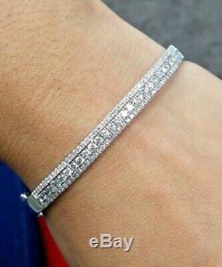 Mother's Day Deal! 1.85 CT Natural Diamond Tennis Bangle Bracelet in 14K Gold