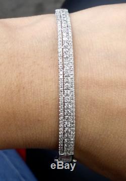 Mother's Day Deal! 1.85 CT Natural Diamond Tennis Bangle Bracelet in 14K Gold
