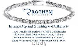 Mothers Day 4.32 Carat Diamond Tennis Bracelet 14K White Gold MSRP $14,500 990
