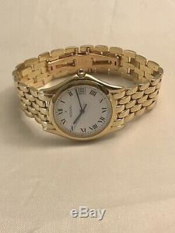 Movado 14k Solid Yellow Gold Mash Bracelet Mens watch With White Dial