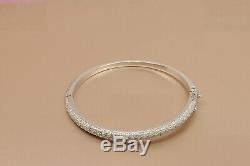 NEW 14k White Gold 1ctw Round Genuine Moissanite Bangle Bracelet 7.5 inches LD