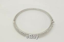 NEW 14k White Gold 1ctw Round Genuine Moissanite Bangle Bracelet 7.5 inches LD