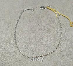 NEW 14kt White Gold 1.3 mm Rope Chain 8 Bracelet Lobster Claw Clasp 2.25 Grams