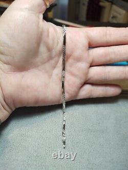NEW 14kt White Gold Textured Diamond Cut Link Bracelet 7 USA 4.3 grams