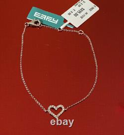 NEW! Diamond & 14K White Gold Heart Bracelet/Effy / MSRP $895/ BONUS SILK SCARF