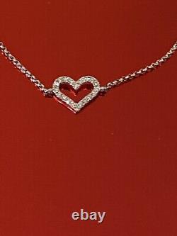 NEW! Diamond & 14K White Gold Heart Bracelet/Effy / MSRP $895/ BONUS SILK SCARF