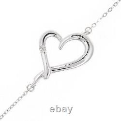 Naava 9ct White Gold Diamond Heart Bracelet