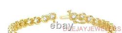 Natural 4ct Diamond Tennis Bracelet Bezel 14k Yellow Gold USA Made