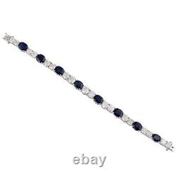 Natural Blue Sapphire SI/H Diamond Bracelet 14k White Gold Jewelry Gift 30.14 Ct