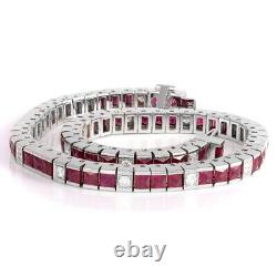 Natural Rubies 5.75 carats in 18K White Gold Bracelet with 0.50 carats Diamonds