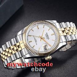 New 36mm PARNIS golden dial 21 jewels miyota luminous Date automatic mens watch