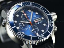 New Deep Blue 44mm Master 1000 Quartz Chronograph Blue Dial Sapphire Ss Diver