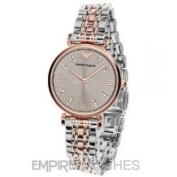 New Emporio Armani Ladies Gianni Gold T-bar Diamonte Watch Ar1840 Rrp £329