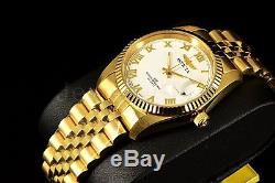 New Invicta Men's Speciality 18k Gold Plated 35MM White Dial Bracelet Watch 9333