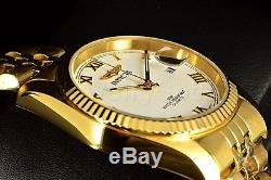 New Invicta Men's Speciality 18k Gold Plated 35MM White Dial Bracelet Watch 9333