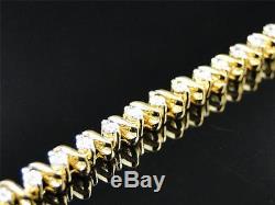 New Ladies White Gold Finish Genuine Diamond Tennis S-Type Link Bracelet 1/4 Ct