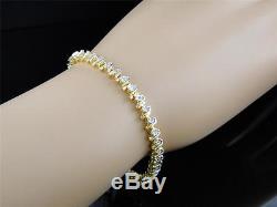 New Ladies White Gold Finish Genuine Diamond Tennis S-Type Link Bracelet 1/4 Ct