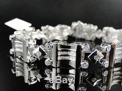 New Mens White Gold Finish Genuine Diamond Designer Bracelet Bangle