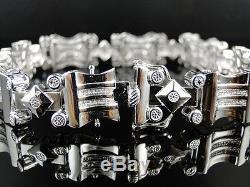 New Mens White Gold Finish Genuine Diamond Designer Bracelet Bangle