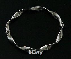 New Rare Eternagold Large Ribbon Solid 14k White Gold Twist Bangle Bracelet