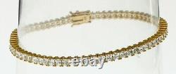 New Real Solid 14K Yellow Gold 7 CT Princess Cut Tennis Bracelet 7 Inches Long
