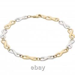 New Yellow & White Gold Infinity Link 7.5 Ladies Bracelet 190mm(7.5) 9ct go