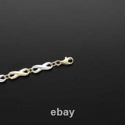 New Yellow & White Gold Infinity Link 7.5 Ladies Bracelet 190mm(7.5) 9ct go