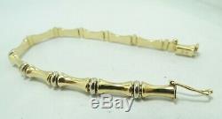 Nice 14K Yellow & White Gold 6.2mm Bamboo Style Bracelet 7 inch 8.9 Grams D8671