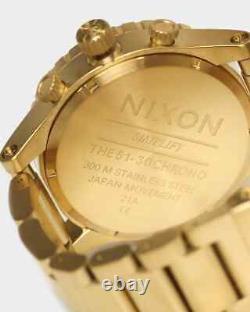Nixon Watch 51-30 Chrono RED Gold A083-514 Men's New Dial A083514 NWT Genuine