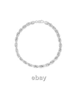 Olive & Chain Solid 14k White Gold Rope Chain Bracelet