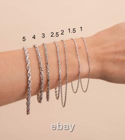 Olive & Chain Solid 14k White Gold Rope Chain Bracelet