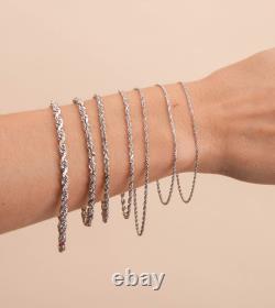 Olive & Chain Solid 14k White Gold Rope Chain Bracelet