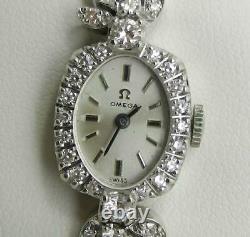 Omega Vintage 14k White Gold And Diamond Ladies Wrist Watch Lb3176