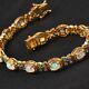 Opal and White Zircon Tennis Bracelet in 14ct Gold Over Silver Size 7.5 Inches